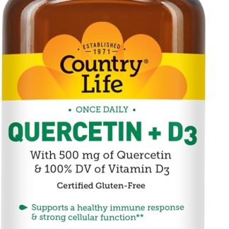 Country Life Quercetin 500mg Capsules with Vitamin D3 800 IU – Immune Support Supplement for Adults – Daily Immune Boosters – Quercetin Immune System Boost, 90 Capsules