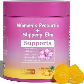 Her Juicy Feminine Probiotics Gummies for Women – Tropical Pineapple Flavor | Supports pH Balance, Digestive & Immune Health | with Slippery Elm | 60 Gummies (1pc)