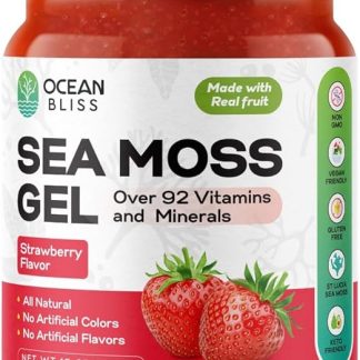 Sea Moss Gel Wildcrafted - Organic Fresh Fruits - Contains 92+ Vitamins & Minerals - Non-GMO Vegan Gluten-Free - Caribbean Gold Seamoss for Gut Health, Immunity, Energy & Digestion (Strawberry, 16 oz)