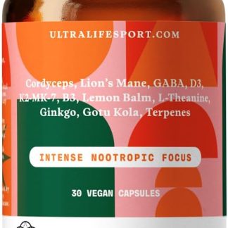 Alpha Nootropic - 30 Capsule Body and Brain Supplements for Memory and Focus - L-Theanine, B Vitamins, Lion's Mane, Cordyceps Mushrooms, Vitamin D3, K2 MK-7, Lemon Balm and Ginkgo