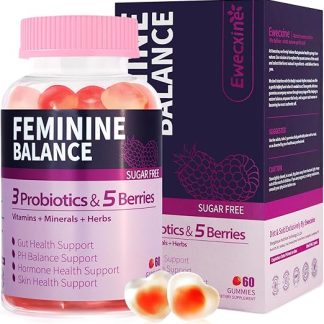 Premium Feminine Balance Gummies, Hormonal & pH Balance, Sugar-Free, Vegan, with Vitamins, Minerals & Herbs – Women's Wellness Supplement, 60 Gummies