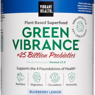 Vibrant Health, Green Vibrance, Superfoods Powder with 70+ Plant-Based Whole Foods & 25 Billion Probiotics Per Serving, Blueberry Lemon, 25 Servings
