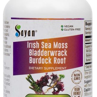 Sayan Irish Sea Moss, Bladderwrack, & Burdock Root 100 Capsules/500mg ea.– Natural Nutrient-Rich Blend with Vitamins & Minerals – Vegan, Non-GMO