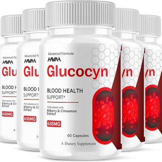 (5 Pack) Glucocyn Maximum Strength Glycogen Support Supplement Glycocyn 635MG Support Capsules, Glucosyn Premium Health & Wellness Vitamin Support Pills, Glycosyn Premium Support Pills (300 Capsules)