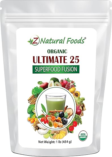 Z Natural Foods Organic Ultimate 25 Superfood Fusion Blend, Superfood Supplement Powder, Organic, Vegan and Non-GMO, 1 lbs