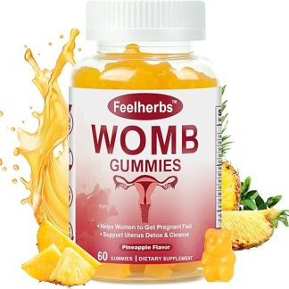 Womb Gummies for Women Ovary & Uterus Cleanse Detox, Pineapple Feminine Balance Fertility Gummies to Help Get Pregnant, Vegan Fertility Support, Gluten-Free, 60 Count