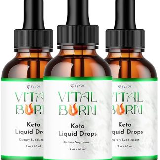 (3 Pack) Vital Burn Drops, Official Vital Burn Keto Drops Advanced Formula Liquid Supplement, All Natural VitalBurn Keto Support Vitamin Max Strength Daily Energy and Fitness Support (90 Servings)