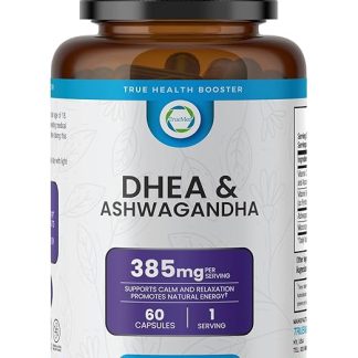 DHEA & Ashwagandha Supplement 385mg Formula with 250mg Ashwagandha & 10mg Micronized DHEA Supports Relaxation, & Natural Energy Helps Maintain Relaxed Response Vitamin C & B6 60 Capsules