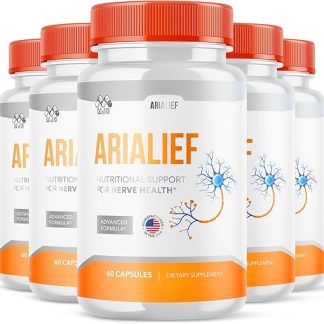 (5 Pack) Arialief Capsules, Official Arialief Nerve Pills with All Natural Ingredients, Aria LIEF PrimePalm Sciatica Support Supplement, AriaLeaf Maximum Strength Nerve Support (300 Capsules)