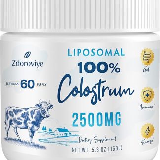 Liposomal Bovine Colostrum Powder Supplement 2500 mg, Higher Absorption Than Regular Bovine Colostrum (60 Servings)