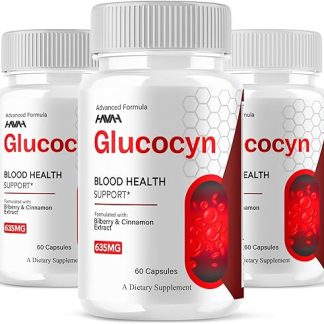 (3 Pack) Glucocyn Maximum Strength Glycogen Support Supplement Glycocyn 635MG Support Capsules, Glucosyn Premium Health & Wellness Vitamin Support Pills, Glycosyn Premium Support Pills (180 Capsules)
