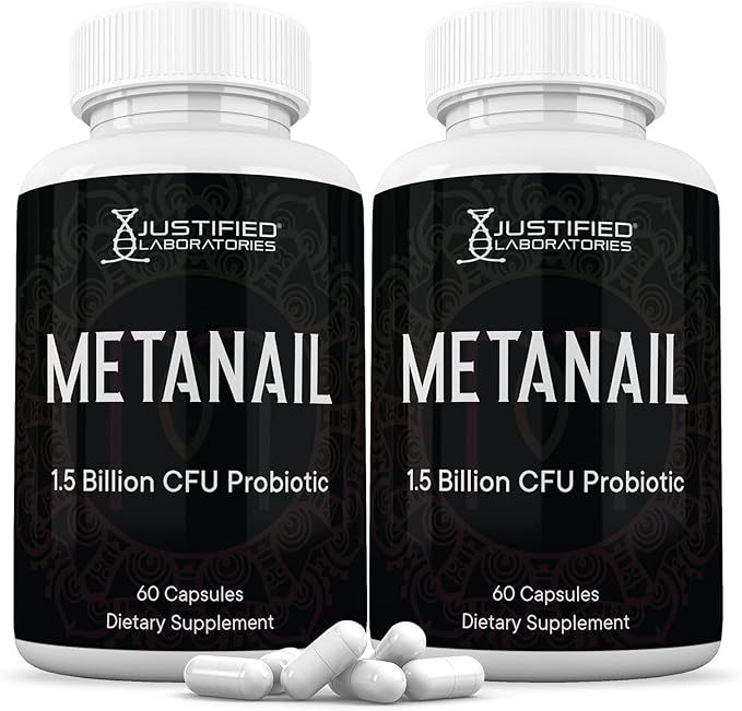 Justified Laboratories (2 Pack) Metanail 1.5 Billion CFU Probiotic Nail Support 120 Capsules