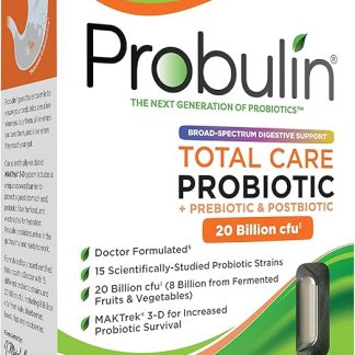 Probulin Total Care Probiotic Supplement, Daily Gut, Digestive, and Immune Health Probiotics Capsules for Men and Women, 20 Billion CFU, Vegan, 30 Count Box