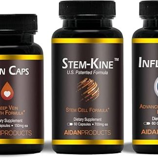 Aging Support Supplement Package with Stem-Kine, Infla-Kine & Vein Caps, to Support Healthy Aging, Cellular Health, Vein Health, and Healthy Joints, 60 Capsules Each