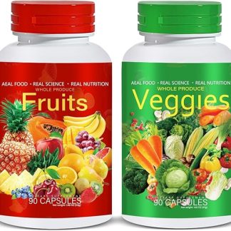 Fruits and Veggies Supplement, 100% Whole Food Supplement with Superfood Fruits - 90 Fruit and 90 Vegetable Capsules - Filled with Vitamins and Minerals - Supports Energy Levels (Pack of 2)
