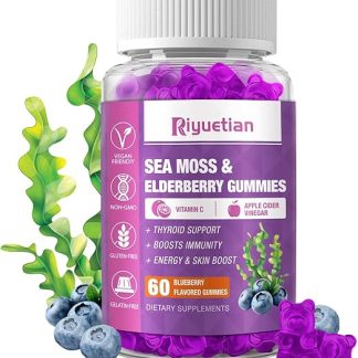 Sea Moss Gummies & Elderberry - Vitamin C + Zinc – Strength Immune & Thyroid Support Booster Gummy Bears for Kids & Adults - 60 Natural Seamoss Gummies