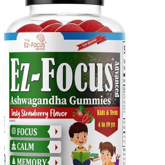 Advance Ashwagandha Root Gummies for Kids & Teens, Brain Supplements for Memory and Focus for Kids, Support Calm Mood, Anti Stress, Relaxation, Sleep, Energy, Low Sugar, 60 Gummy Vitamins