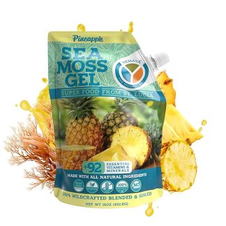 Yemayá Organic Sea Moss Gel Organic Raw | Wildcrafted Sea Moss Gel Enhanced with Real Fruit, Boost Immunity, Energy, Digestion, Hair, Skin & Nails - 16 oz, Pinaple Flavor