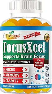 Focus Supplement with Mushroom, Support Healthy Brain Function, Attention, Memory, Focus & Clarity, Cognitive Supplement for Adults and Seniors, Brain Booster 60 Chewable Gummy Vitamins