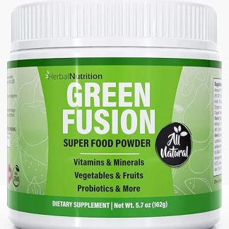 Green Fusion Superfood, Greens Powder, One Container, Organic Green Veggies and Fruits, Probiotics, Digestive Enzymes, Berry Taste, Gluten Free, Healthy Gut and Immune System Support, All Natural