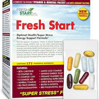 Fresh Start Complete Daily Vitamin Pack | Energy Booster & Stress Support | Vitamin A, B, C, D, E, B12, Minerals, Amino Acids, Omega-3-6-9, Panax Ginseng, Super Greens (30 Packets)