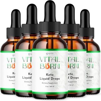 (5 Pack) Vital Burn Drops, Official Vital Burn Keto Drops Advanced Formula Liquid Supplement, All Natural VitalBurn Keto Support Vitamin Max Strength Daily Energy and Fitness Support (150 Servings)