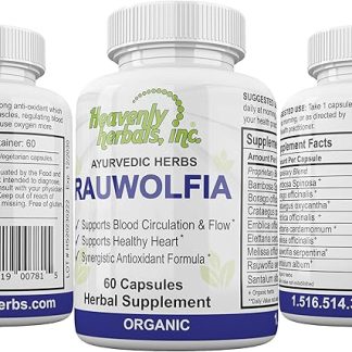 Rauwolfia Capsules, Organic Herbal Supplement – Rauwolfia Serpentina Blend – Ayurvedic Herb & Natural Remedy – Natural Blood Circulation Support & Flow – Natural Heart Health - 60 Ct