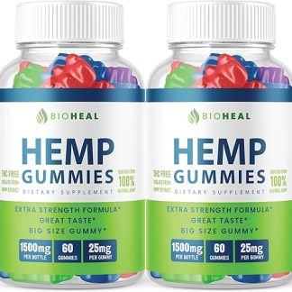 (2 Pack) BioHeal Gummies - Official Formula - Bioheal Gummies with Hemp Extract Extra Strength Performance Hemp Blend, Great Taste, Bio Heal Big Size Gummy, 1500mg Per Bottle New 2023 (120 Gummies)